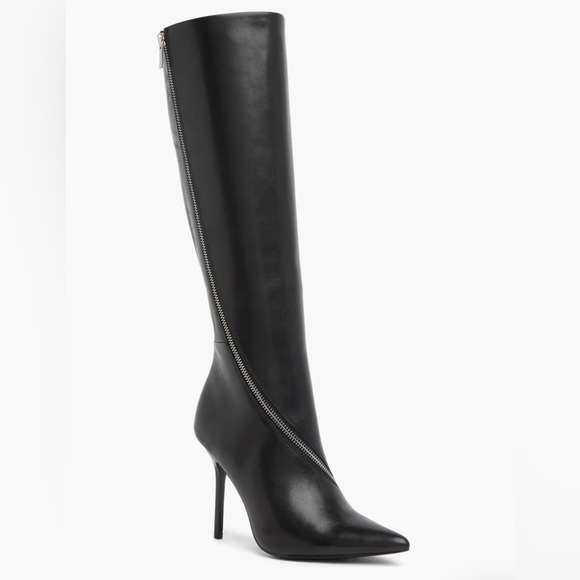 Reiss Shoes - REISS | Hoxton Knee High Boot With Zippers Black Leather Size 39 NEW In Box